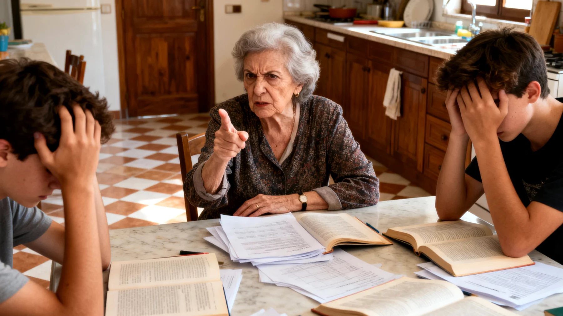 La nonna esercita pressioni eccessive sui nipoti adolescenti riguardo ai risultati scolastici, alle attività extrascolastiche e alle aspettative di comportamento, creando tensione e stress nel rapporto"